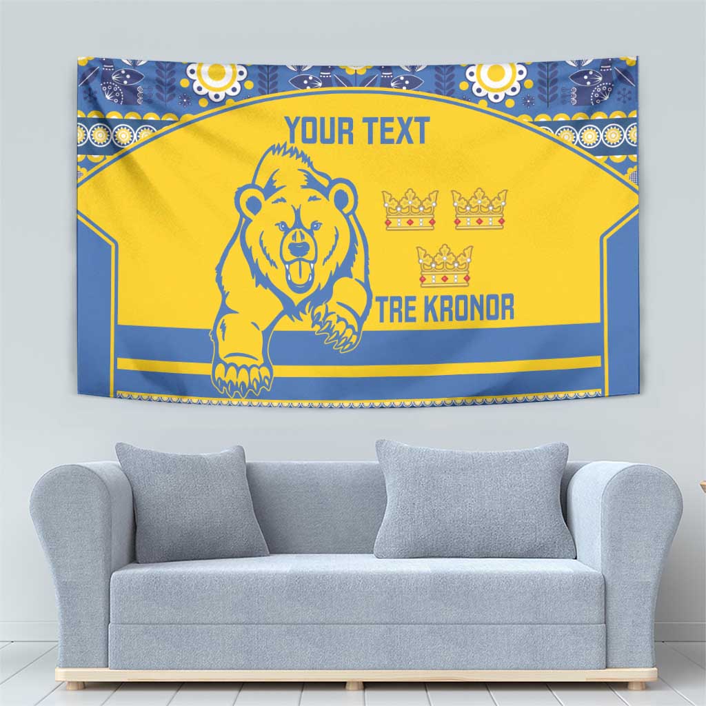 Custom Sweden Ice Hockey Tapestry 2025 Go Champions Tre Kronor