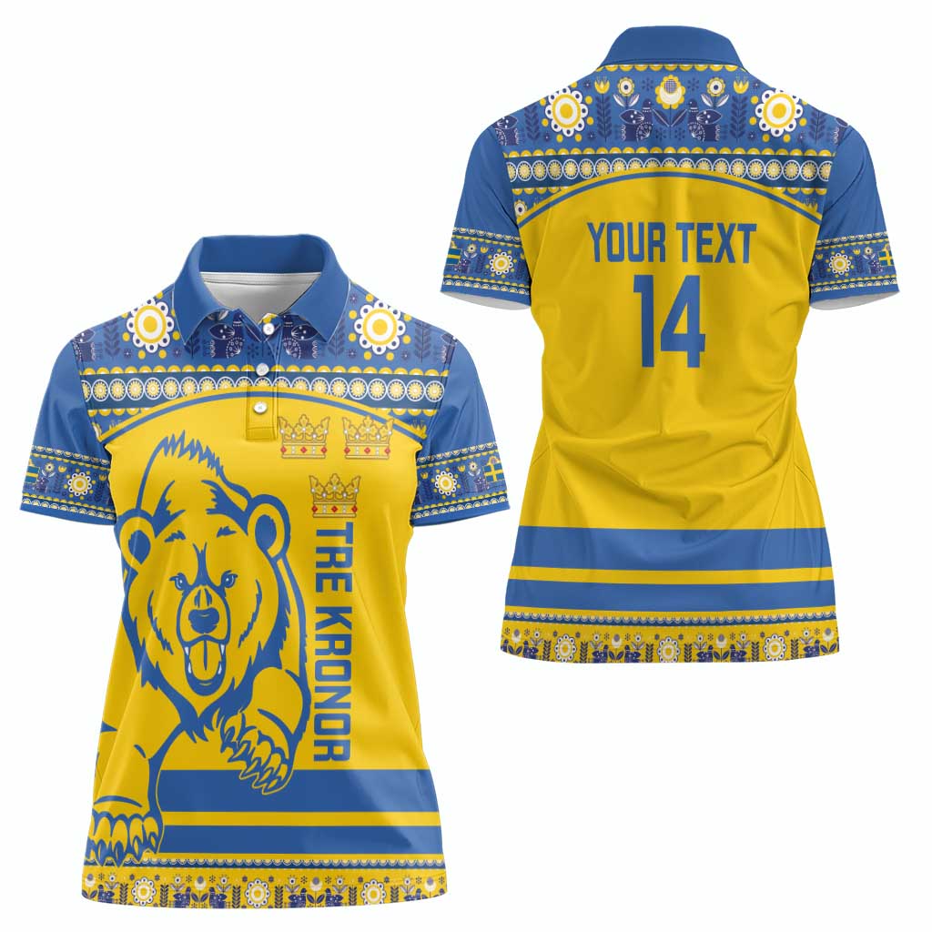 Custom Sweden Ice Hockey Women Polo Shirt 2025 Go Champions Tre Kronor
