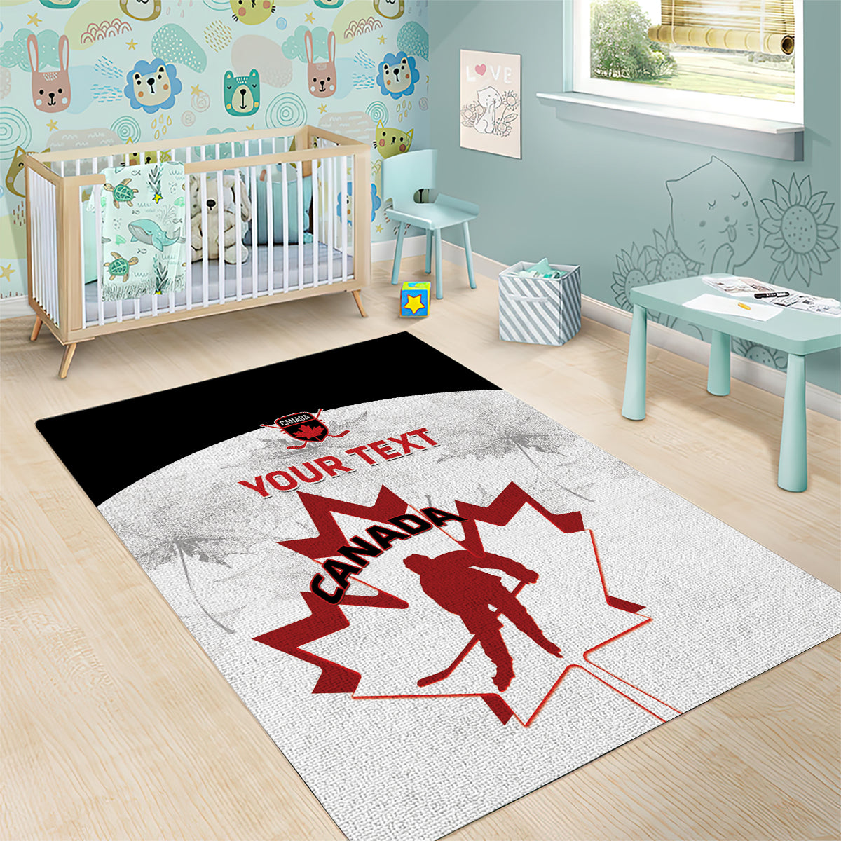 Custom Canada Hockey Area Rug 2024 Go Maple Leaf - Wonder Print Shop