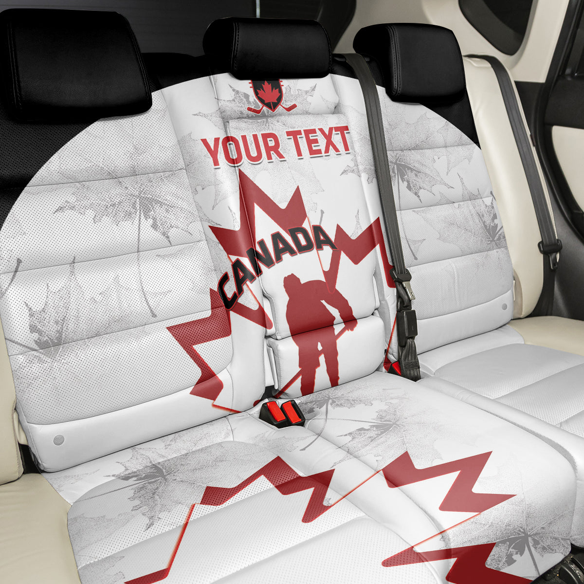 Custom Canada Hockey Back Car Seat Cover 2024 Go Maple Leaf - Wonder Print Shop