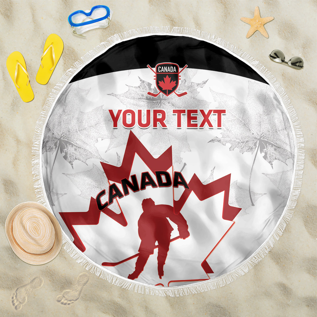 Custom Canada Hockey Beach Blanket 2024 Go Maple Leaf