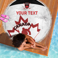 Custom Canada Hockey Beach Blanket 2024 Go Maple Leaf - Wonder Print Shop