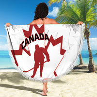 Custom Canada Hockey Beach Blanket 2024 Go Maple Leaf - Wonder Print Shop