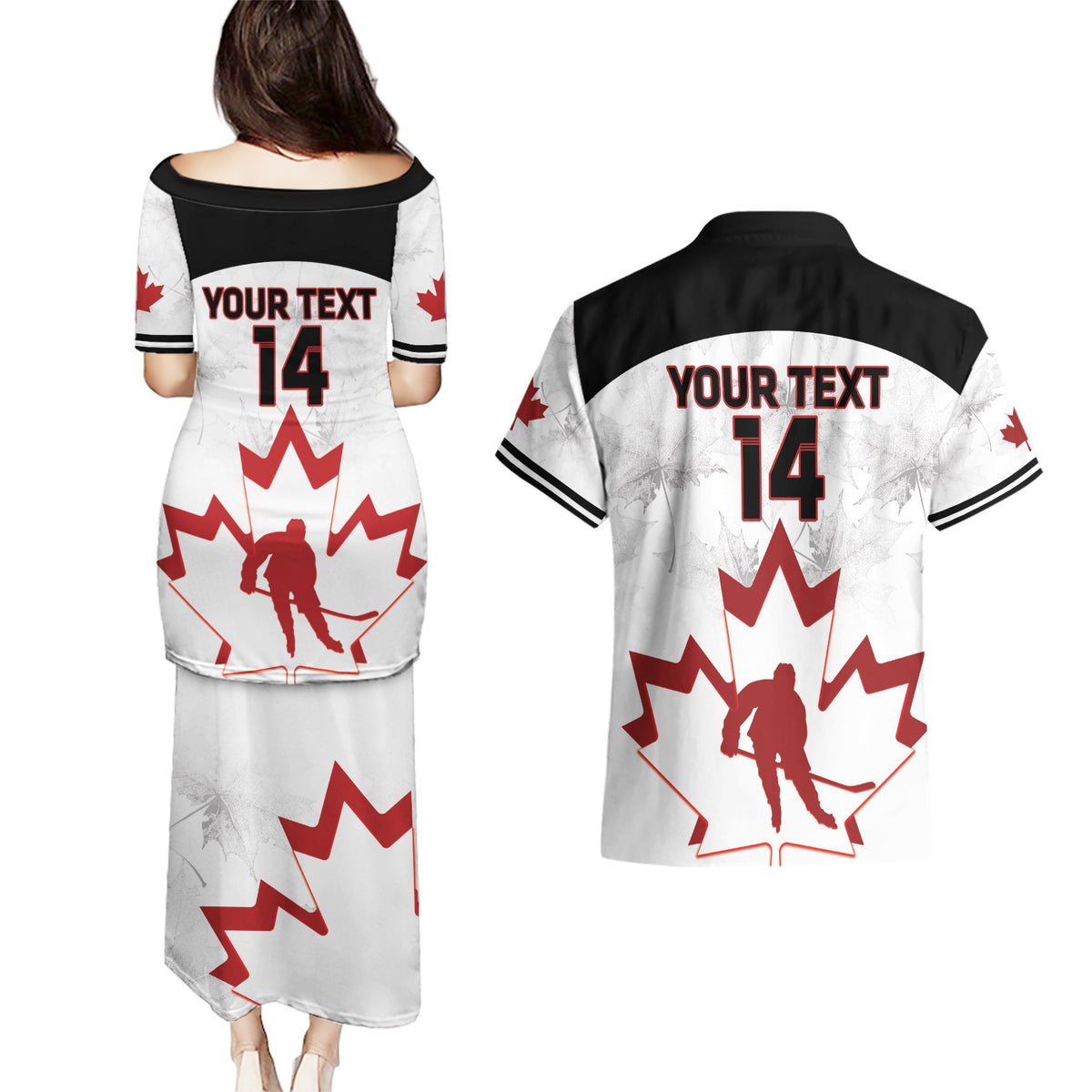 Custom Canada Hockey Couples Matching Puletasi and Hawaiian Shirt 2024 Go Maple Leaf - Wonder Print Shop