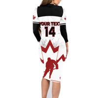 Custom Canada Hockey Family Matching Long Sleeve Bodycon Dress and Hawaiian Shirt 2024 Go Maple Leaf - Wonder Print Shop