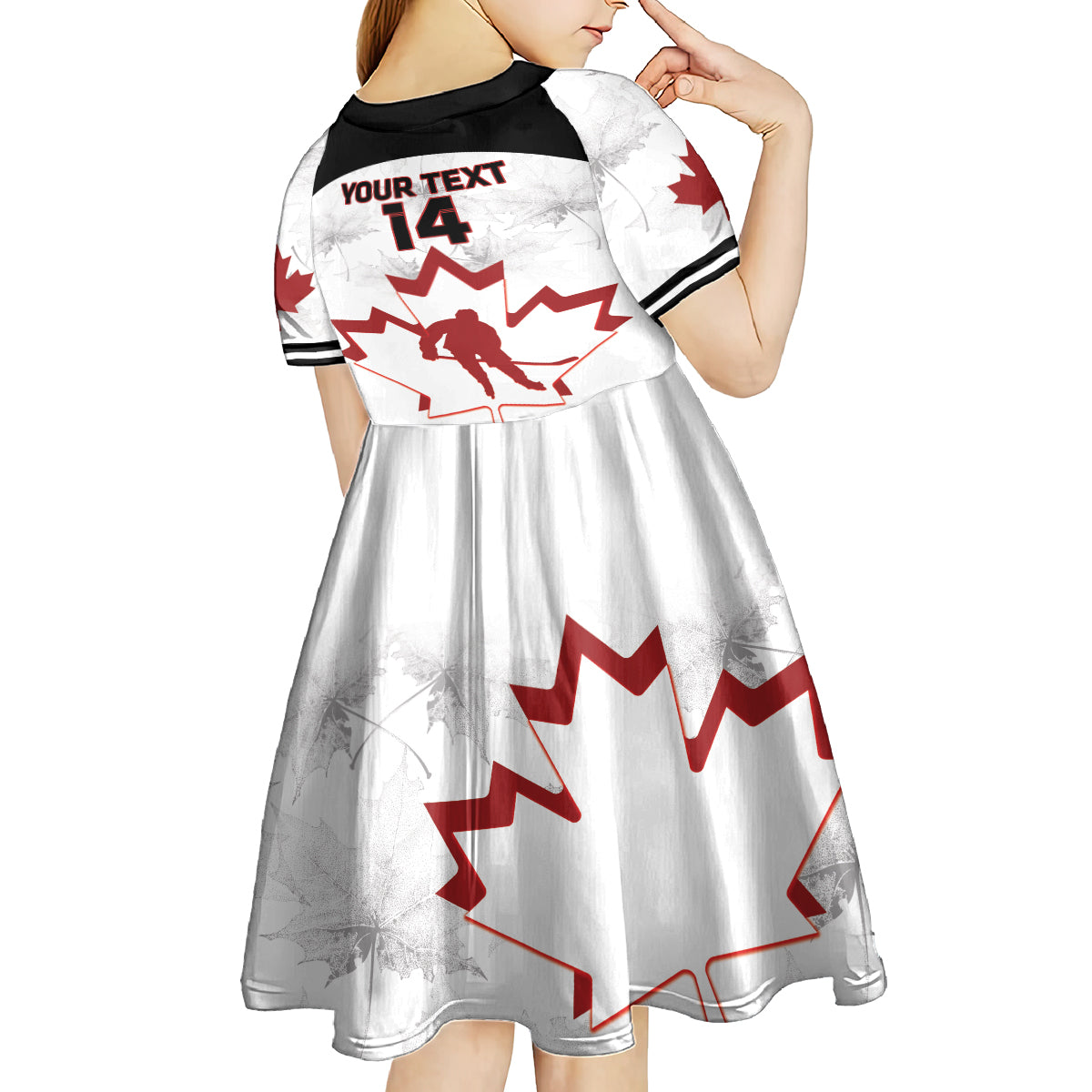 Custom Canada Hockey Kid Short Sleeve Dress 2024 Go Maple Leaf - Wonder Print Shop