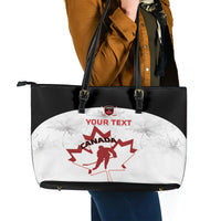 Custom Canada Hockey Leather Tote Bag 2024 Go Maple Leaf - Wonder Print Shop