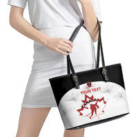 Custom Canada Hockey Leather Tote Bag 2024 Go Maple Leaf - Wonder Print Shop