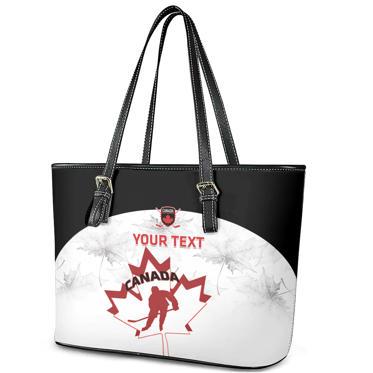 Custom Canada Hockey Leather Tote Bag 2024 Go Maple Leaf - Wonder Print Shop