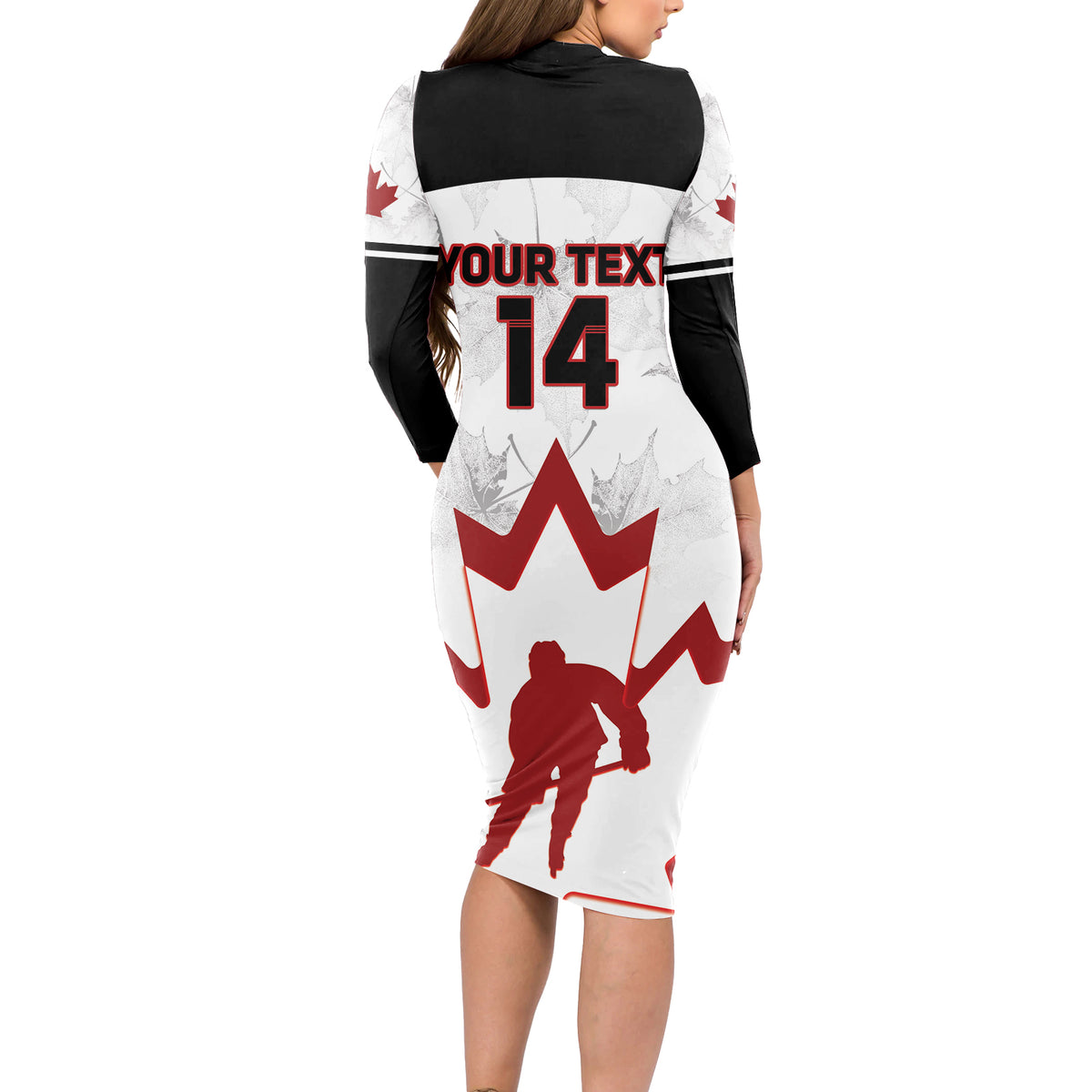 Custom Canada Hockey Long Sleeve Bodycon Dress 2024 Go Maple Leaf - Wonder Print Shop