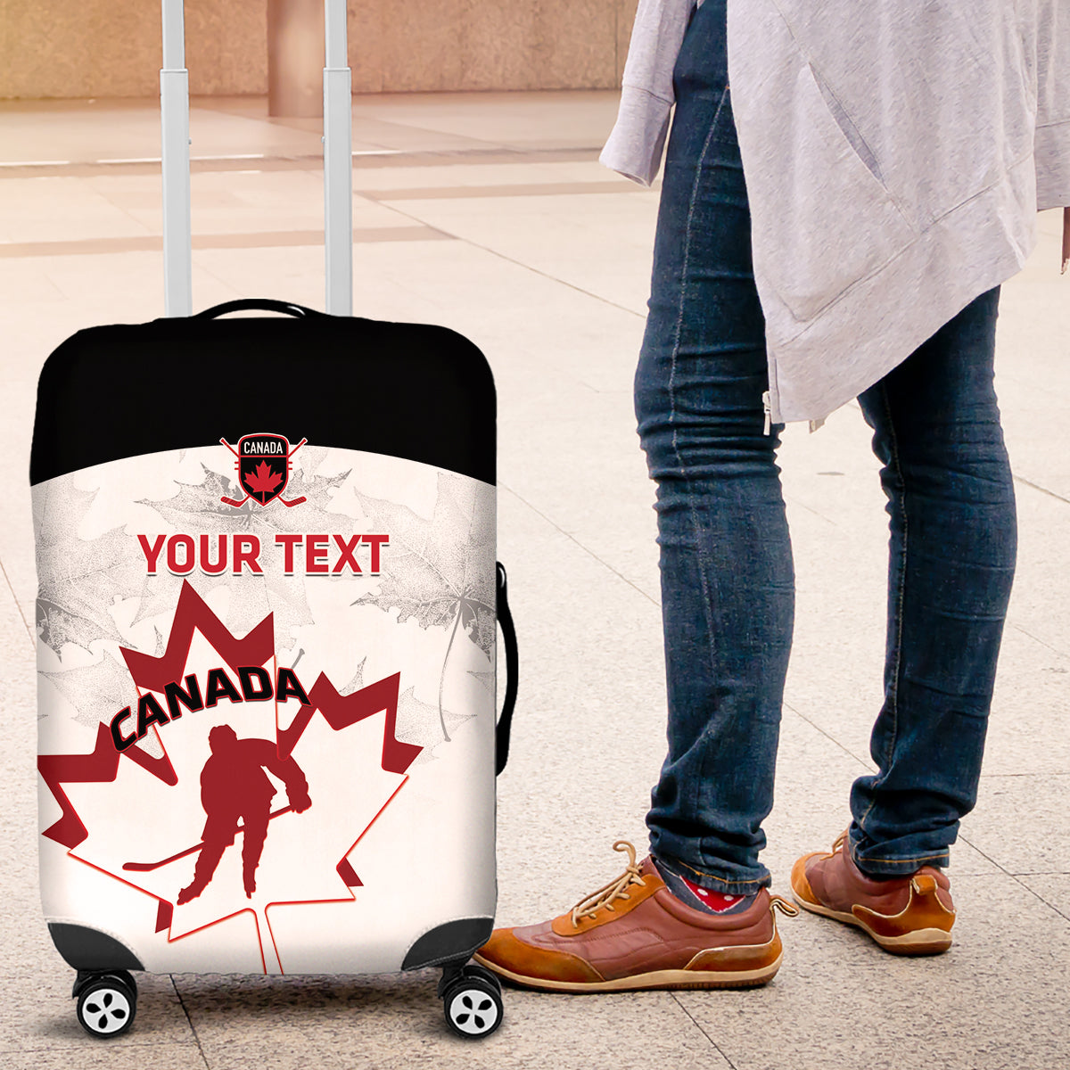 Custom Canada Hockey Luggage Cover 2024 Go Maple Leaf