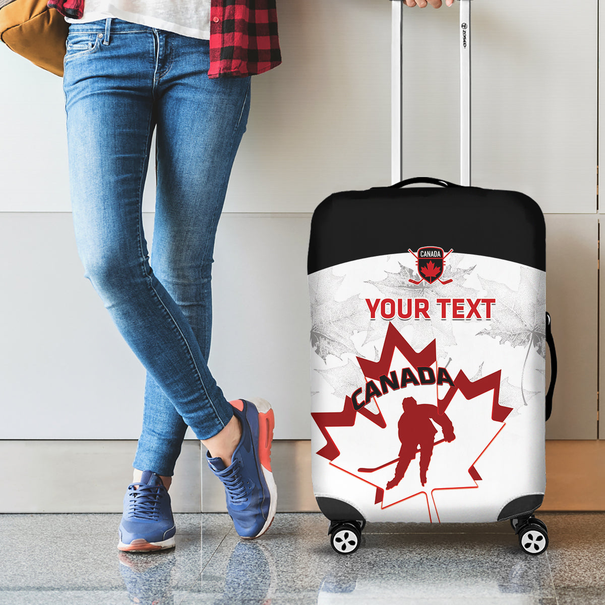Custom Canada Hockey Luggage Cover 2024 Go Maple Leaf - Wonder Print Shop