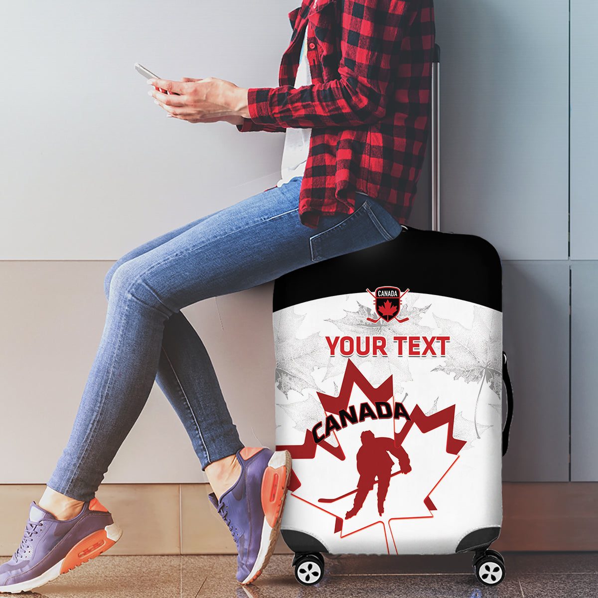 Custom Canada Hockey Luggage Cover 2024 Go Maple Leaf - Wonder Print Shop