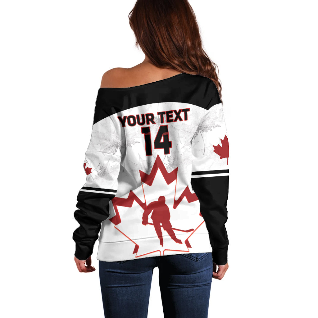 Custom Canada Hockey Off Shoulder Sweater 2024 Go Maple Leaf - Wonder Print Shop