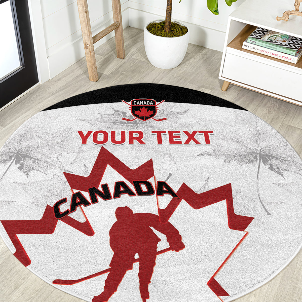 Custom Canada Hockey Round Carpet 2024 Go Maple Leaf