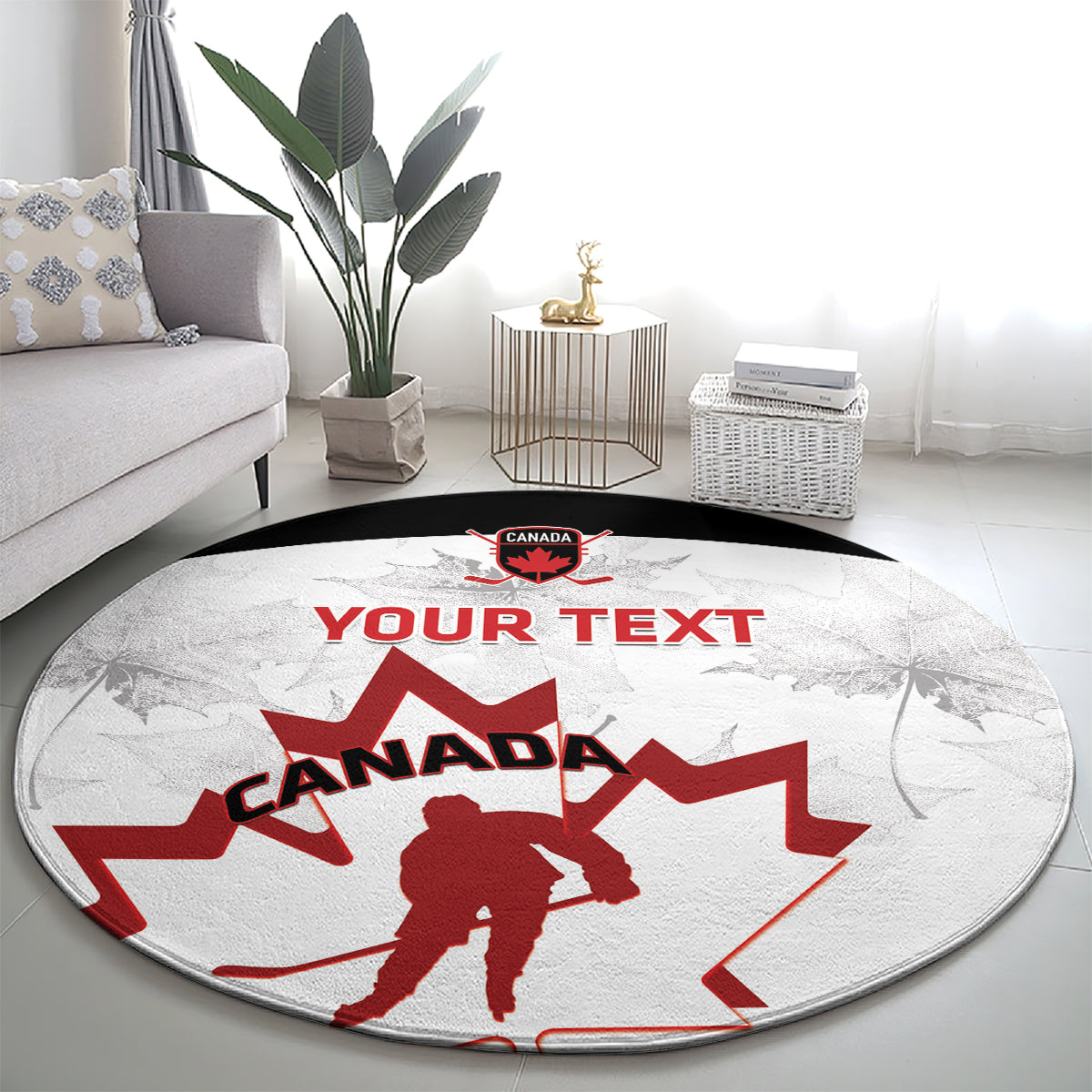 Custom Canada Hockey Round Carpet 2024 Go Maple Leaf