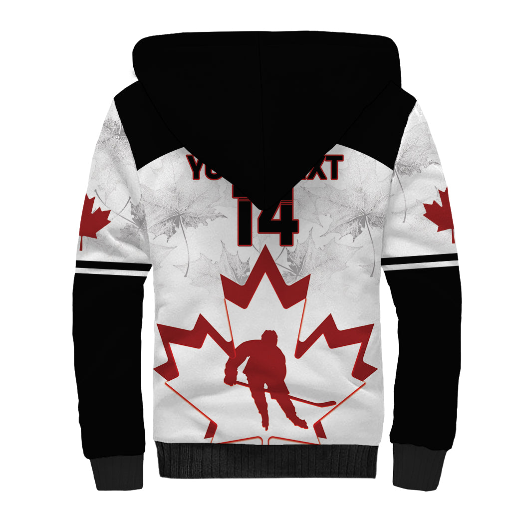 Custom Canada Hockey Sherpa Hoodie 2024 Go Maple Leaf - Wonder Print Shop