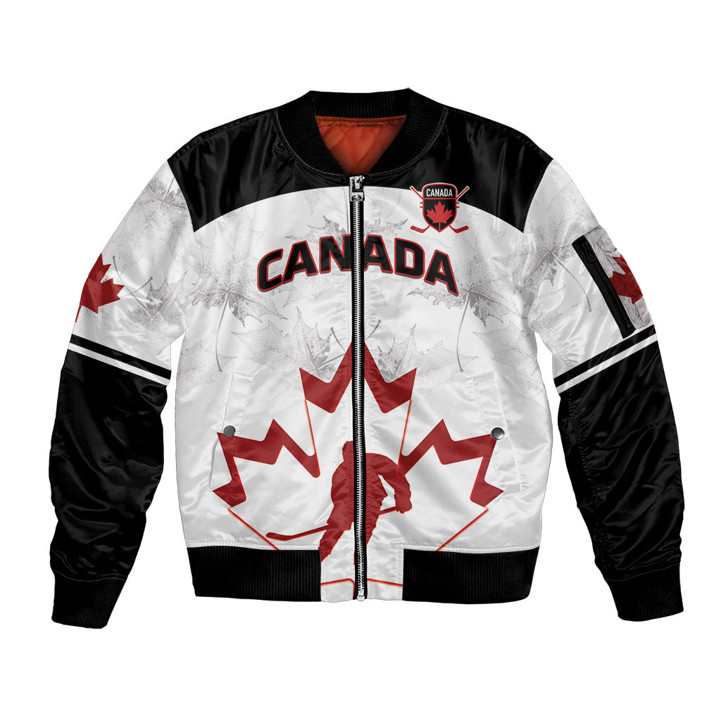 Custom Canada Hockey Sleeve Zip Bomber Jacket 2024 Go Maple Leaf - Wonder Print Shop