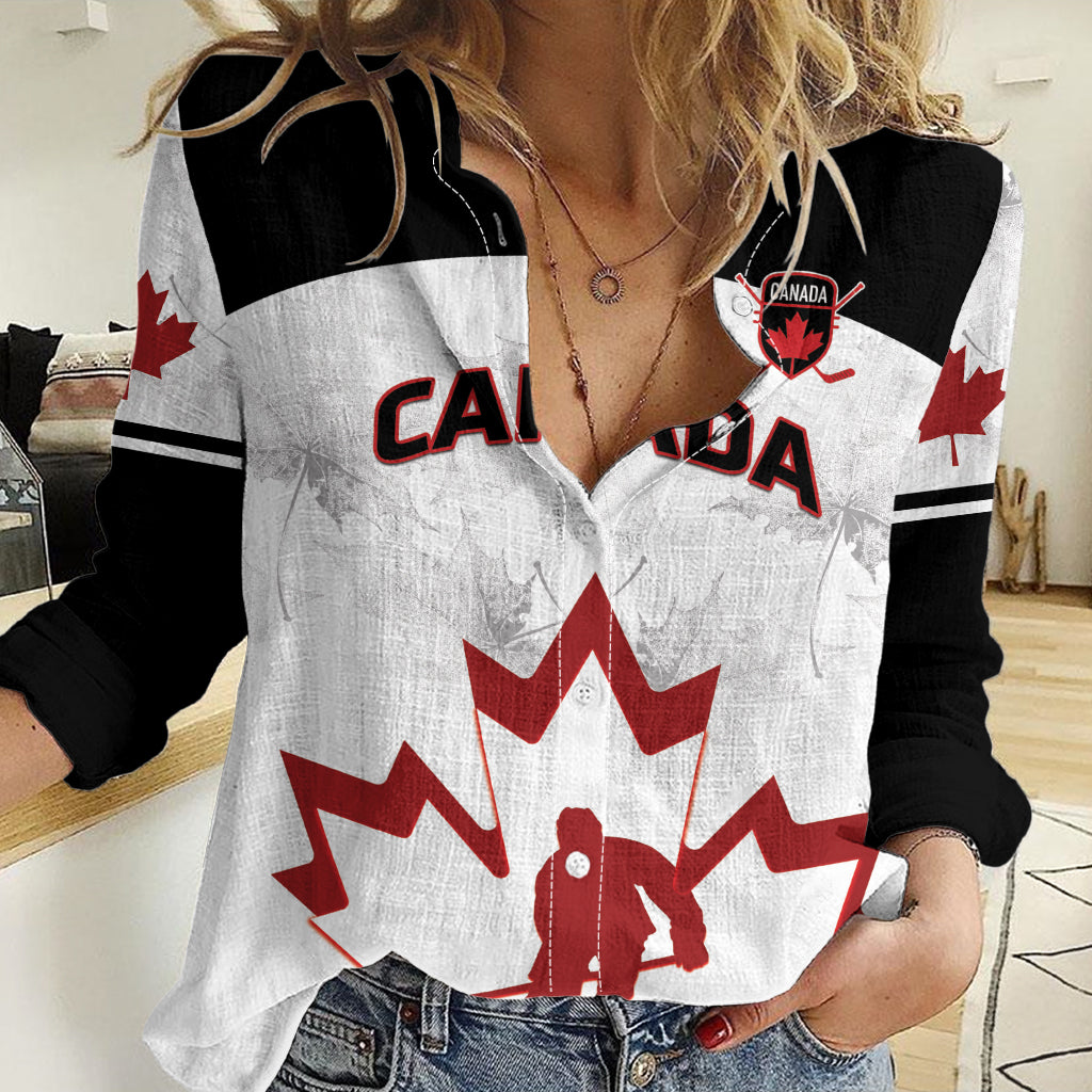 Custom Canada Hockey Women Casual Shirt 2024 Go Maple Leaf - Wonder Print Shop