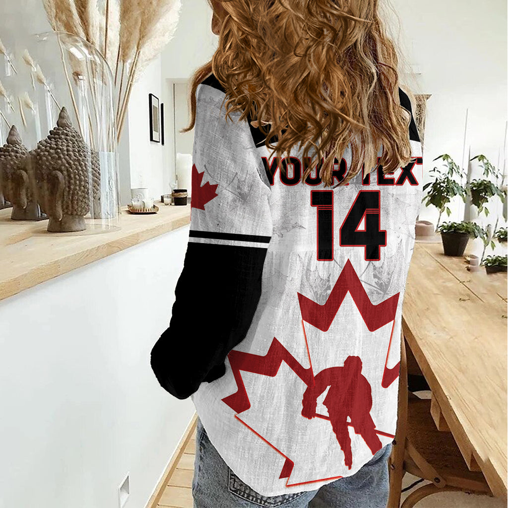 Custom Canada Hockey Women Casual Shirt 2024 Go Maple Leaf - Wonder Print Shop