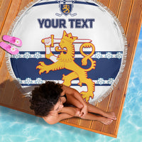 Custom Finland Hockey Beach Blanket 2024 Go Suomi - Wonder Print Shop