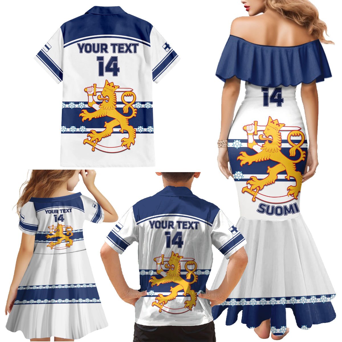 Custom Finland Hockey Family Matching Mermaid Dress and Hawaiian Shirt 2024 Go Suomi - Wonder Print Shop