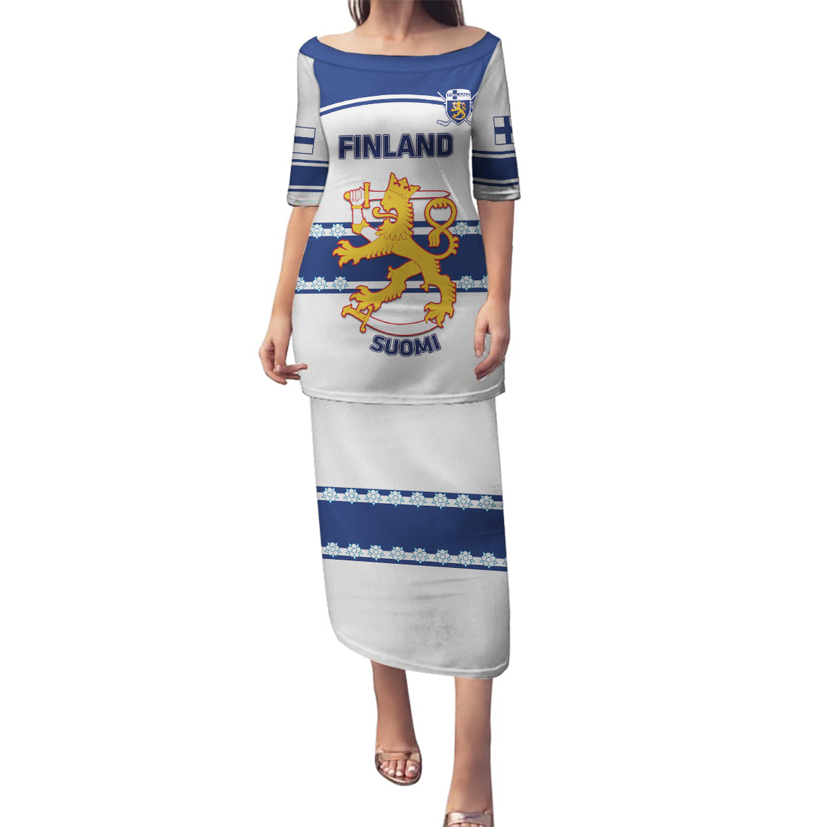 Custom Finland Hockey Family Matching Puletasi and Hawaiian Shirt 2024 Go Suomi - Wonder Print Shop