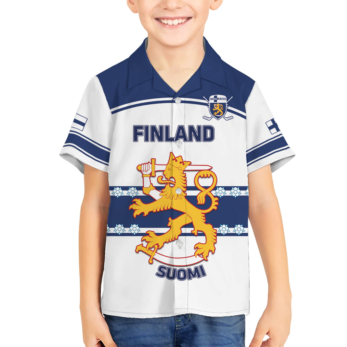 Custom Finland Hockey Family Matching Puletasi and Hawaiian Shirt 2024 Go Suomi - Wonder Print Shop