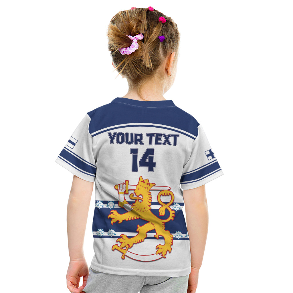 Custom Finland Hockey Kid T Shirt 2024 Go Suomi - Wonder Print Shop