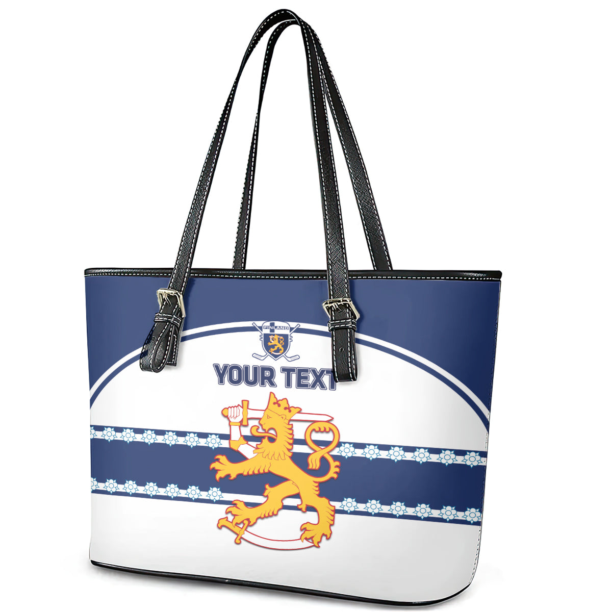 Custom Finland Hockey Leather Tote Bag 2024 Go Suomi - Wonder Print Shop
