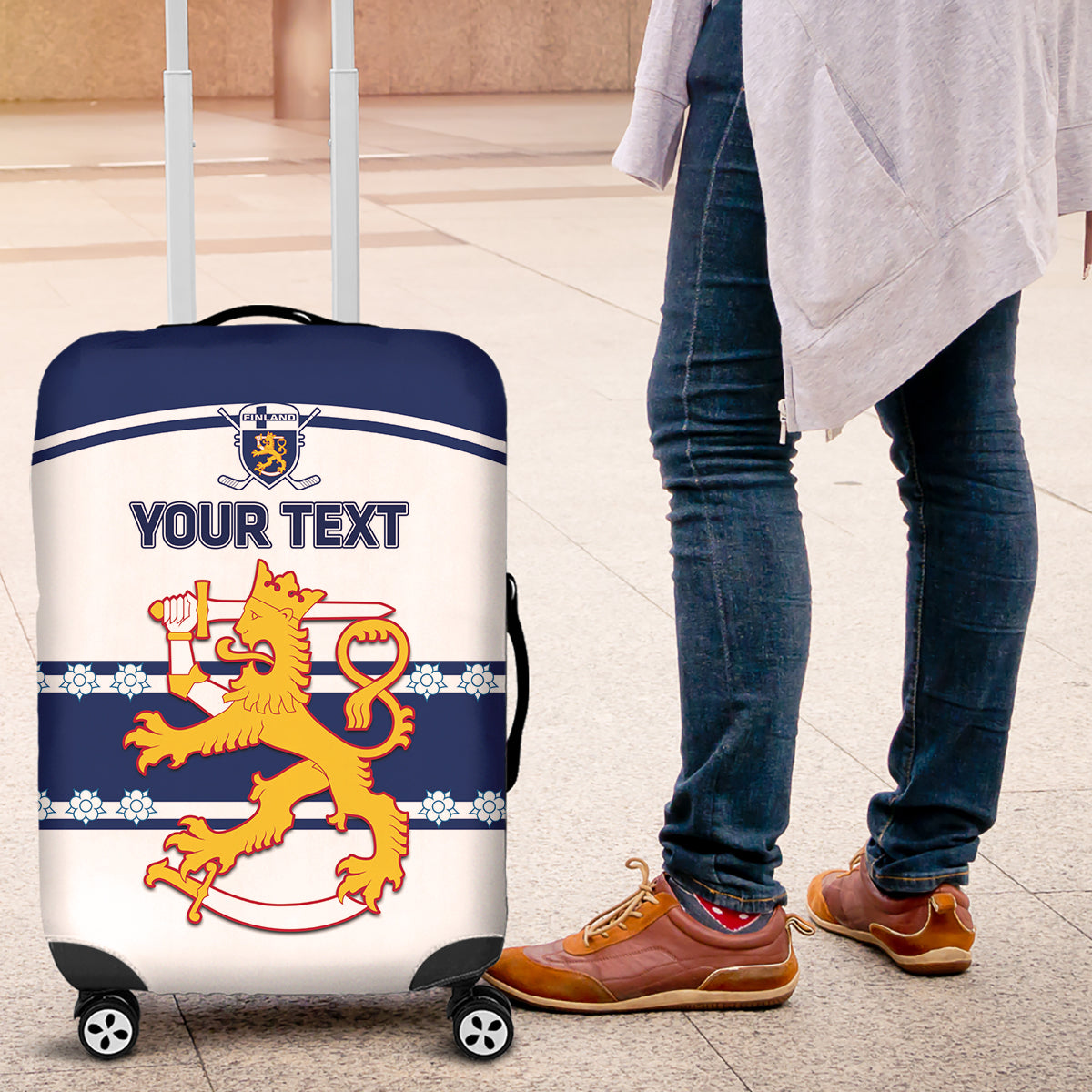 Custom Finland Hockey Luggage Cover 2024 Go Suomi - Wonder Print Shop