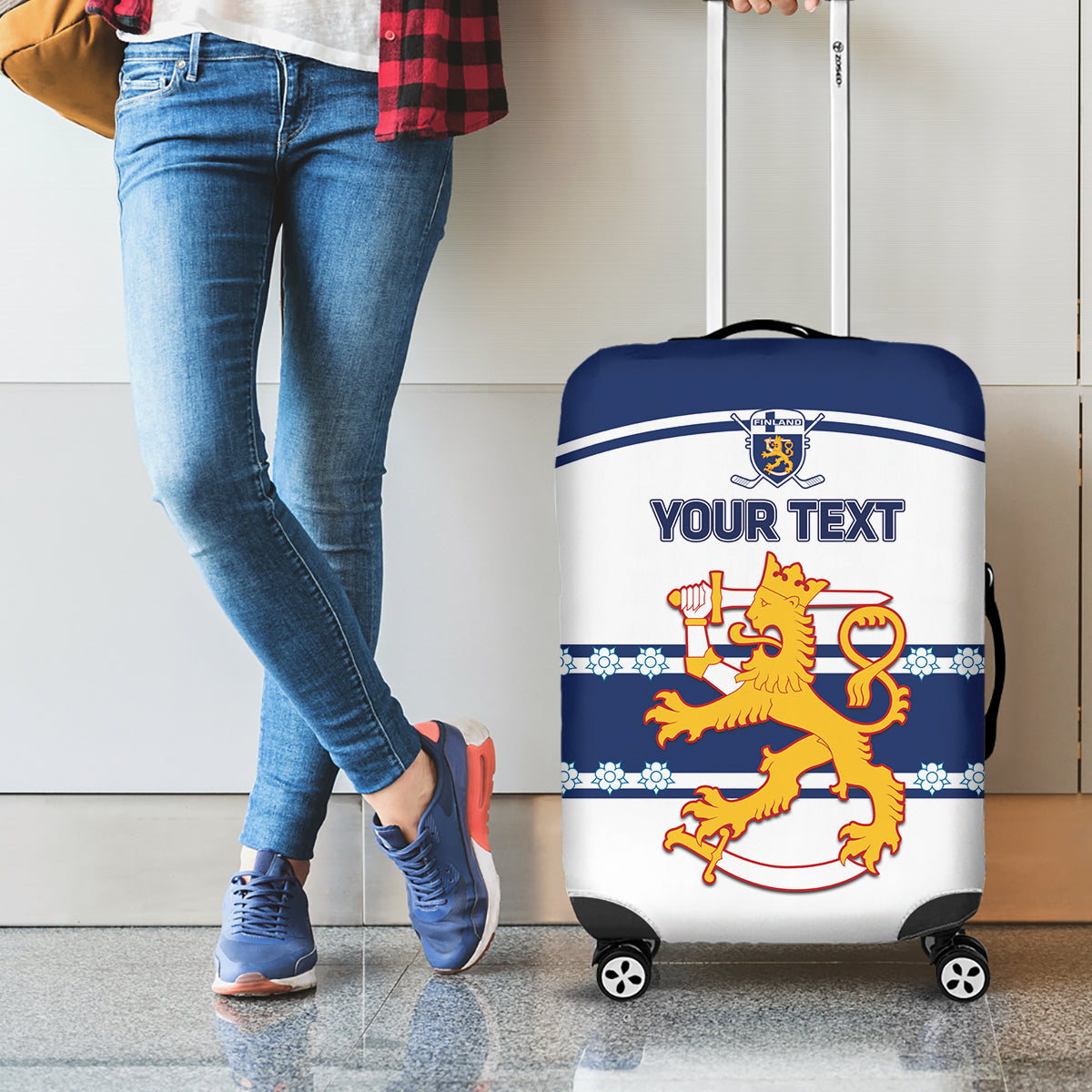 Custom Finland Hockey Luggage Cover 2024 Go Suomi - Wonder Print Shop
