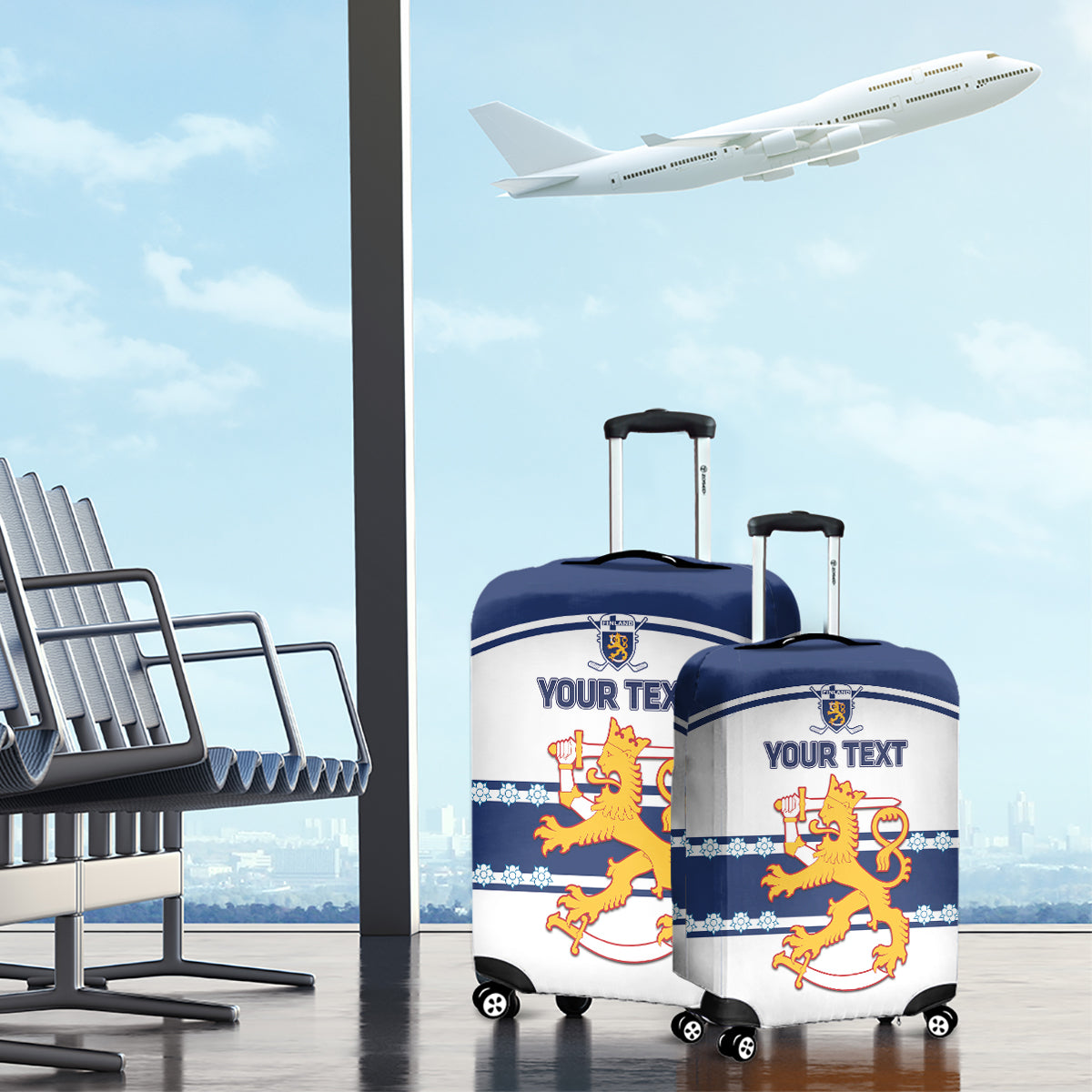 Custom Finland Hockey Luggage Cover 2024 Go Suomi - Wonder Print Shop