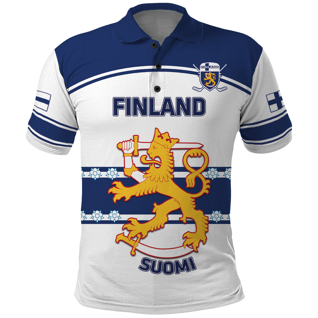 Custom Finland Hockey Polo Shirt 2024 Go Suomi - Wonder Print Shop