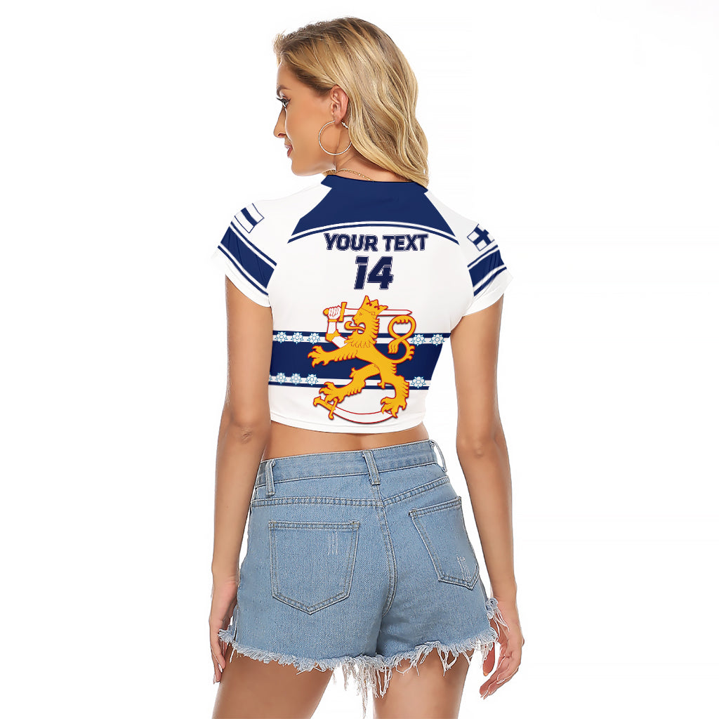 Custom Finland Hockey Raglan Cropped T Shirt 2024 Go Suomi - Wonder Print Shop