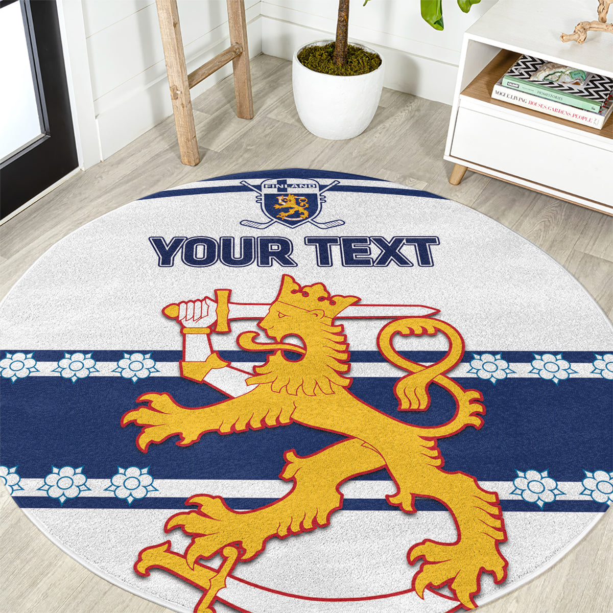 Custom Finland Hockey Round Carpet 2024 Go Suomi