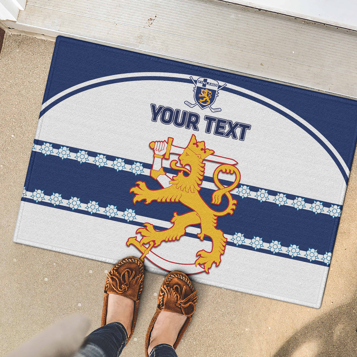 Custom Finland Hockey Rubber Doormat 2024 Go Suomi - Wonder Print Shop