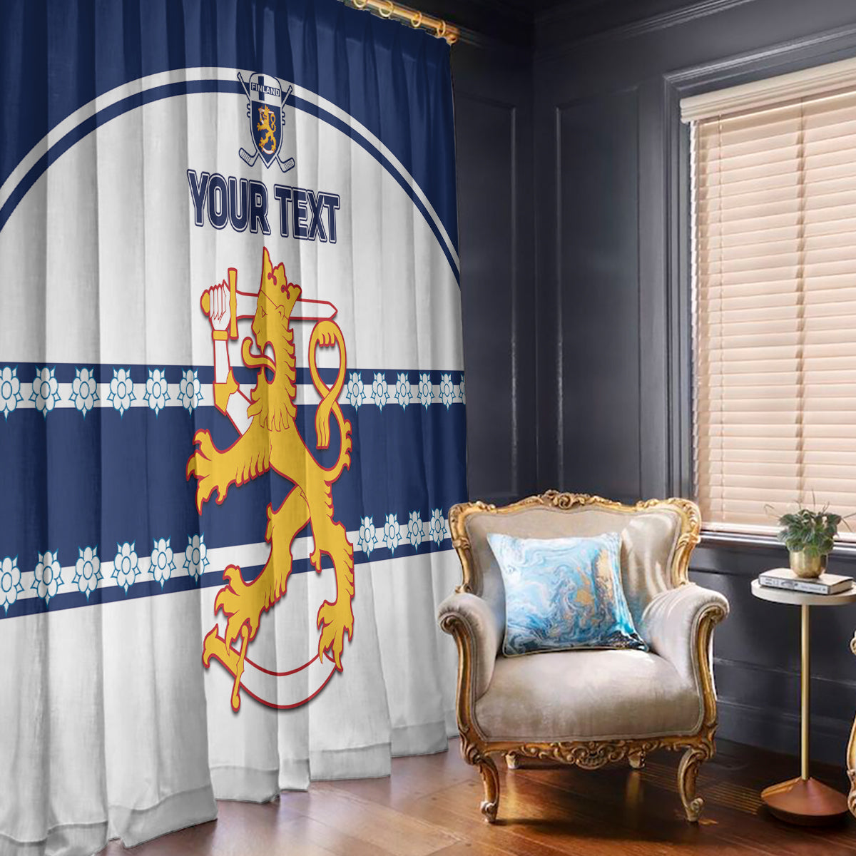 Custom Finland Hockey Window Curtain 2024 Go Suomi - Wonder Print Shop
