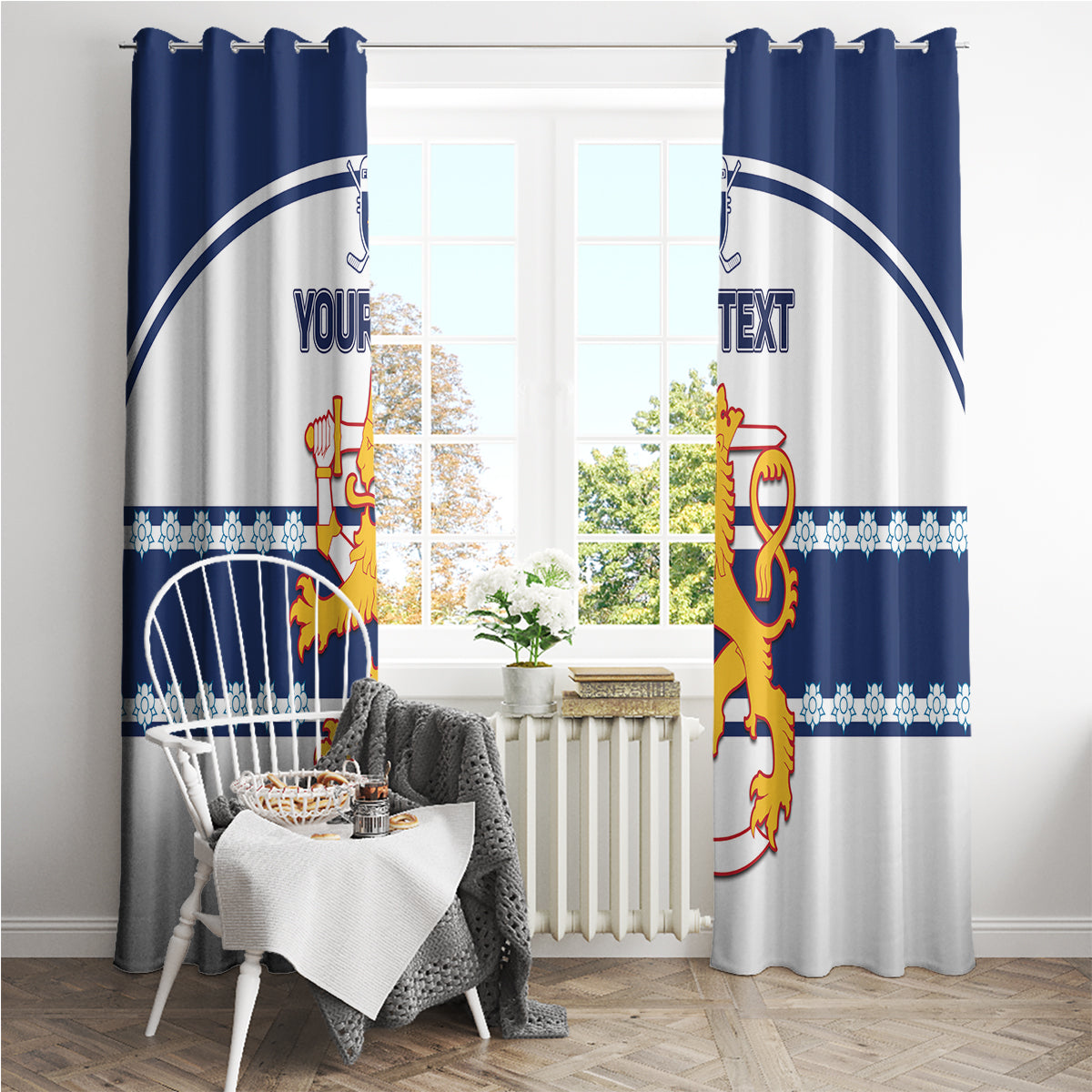 Custom Finland Hockey Window Curtain 2024 Go Suomi - Wonder Print Shop