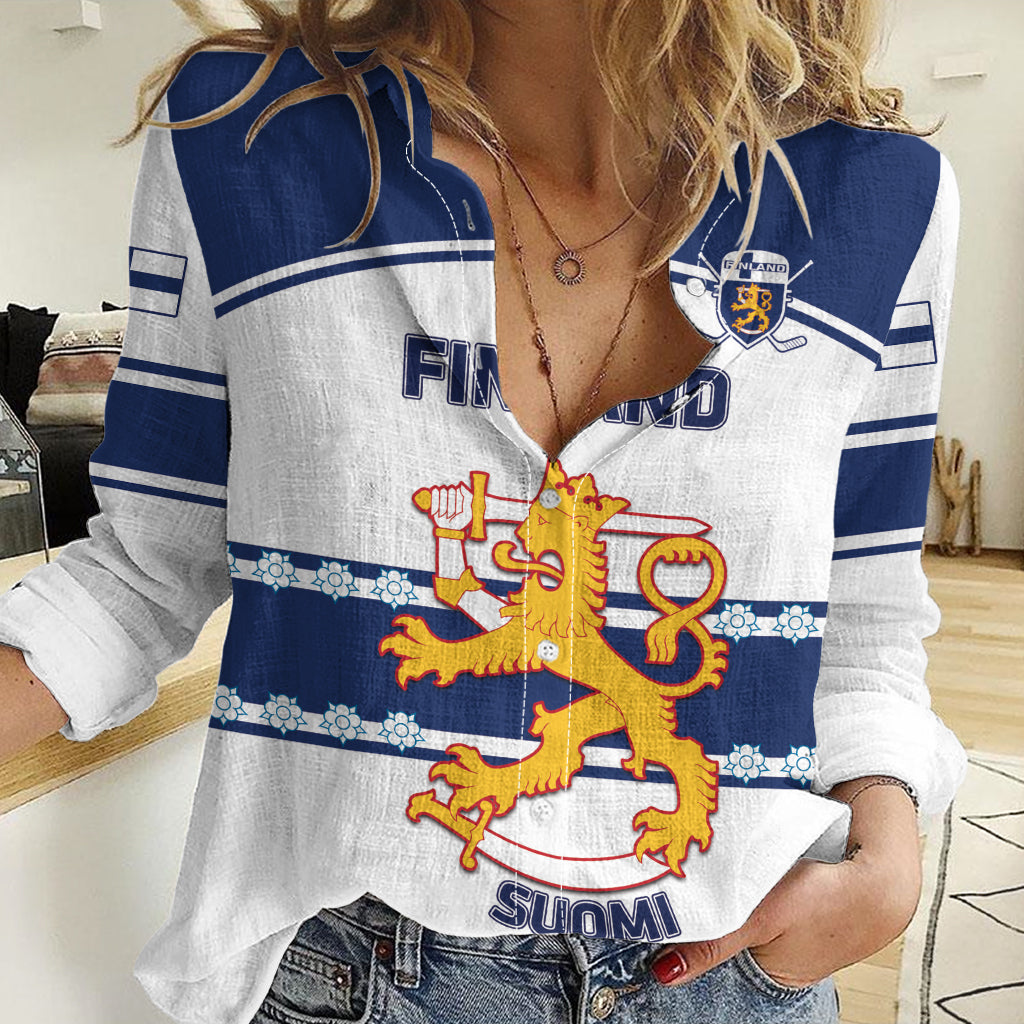 Custom Finland Hockey Women Casual Shirt 2024 Go Suomi - Wonder Print Shop