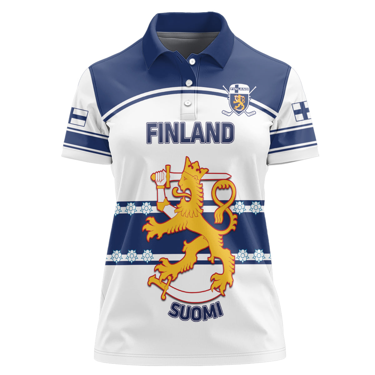 Custom Finland Hockey Women Polo Shirt 2024 Go Suomi - Wonder Print Shop