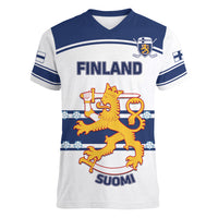 Custom Finland Hockey Women V Neck T Shirt 2024 Go Suomi - Wonder Print Shop