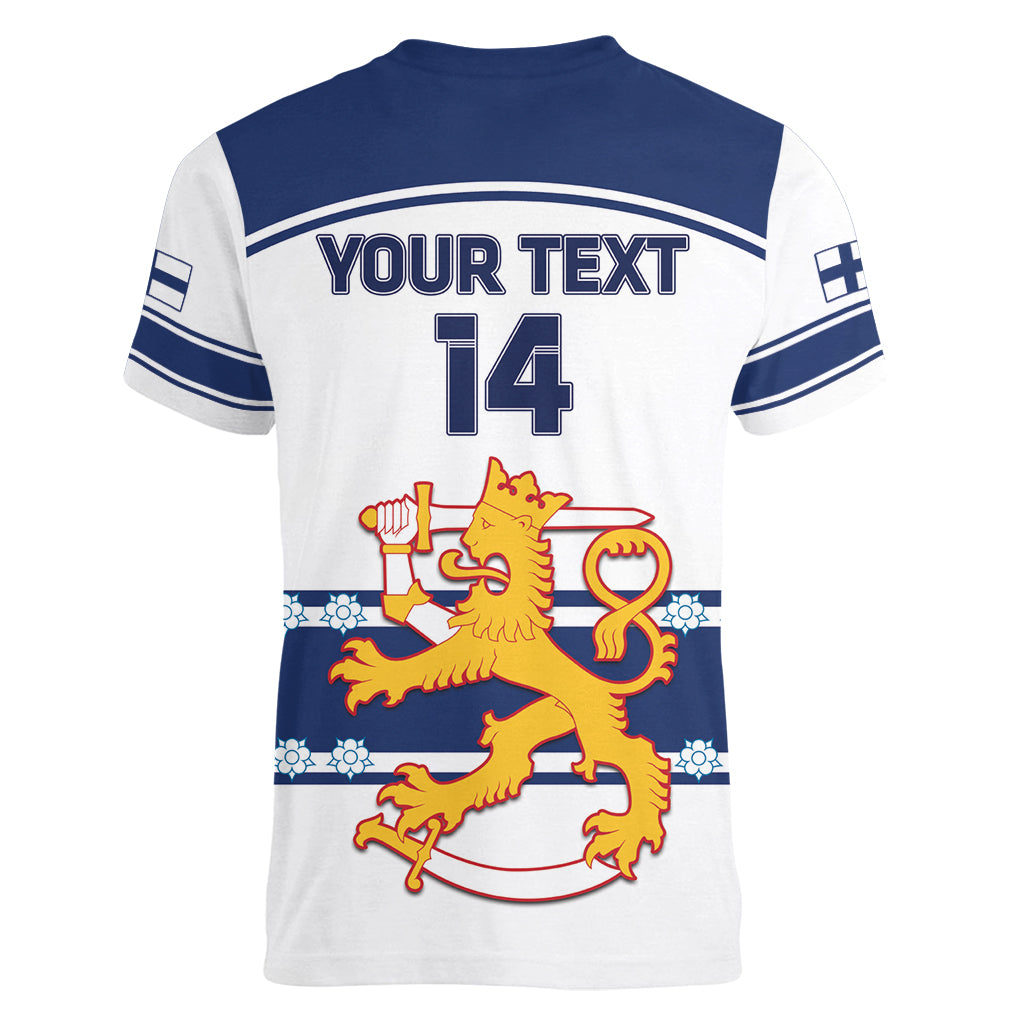 Custom Finland Hockey Women V Neck T Shirt 2024 Go Suomi - Wonder Print Shop