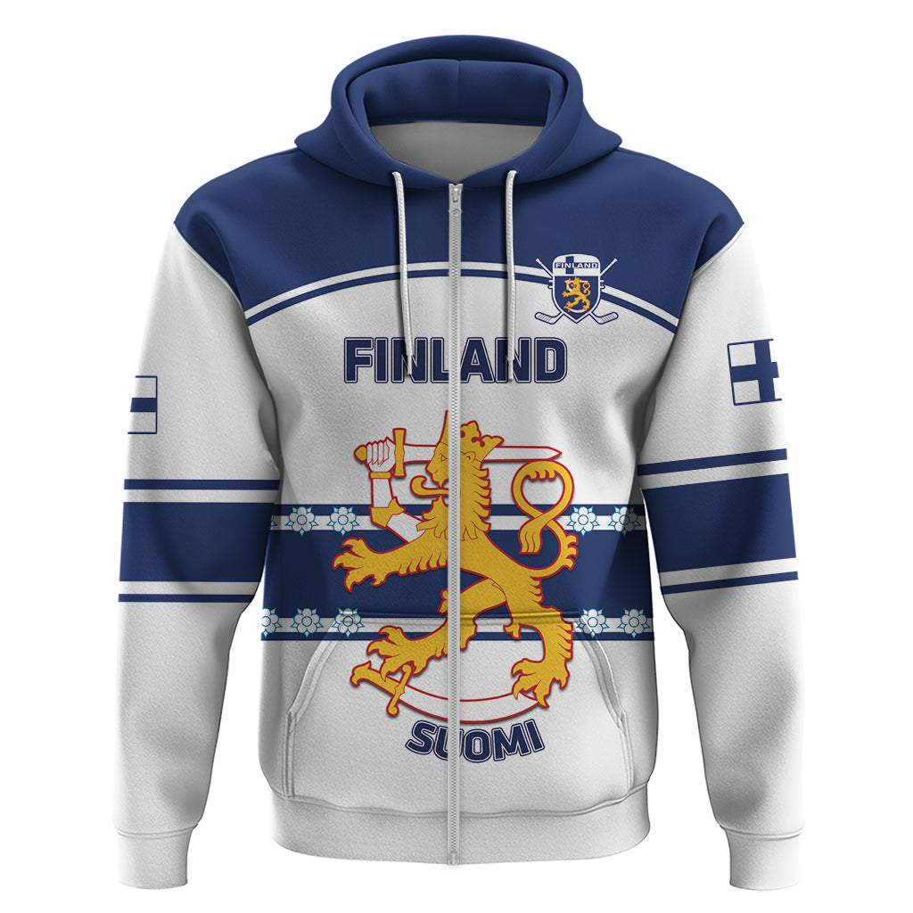 Custom Finland Hockey Zip Hoodie 2024 Go Suomi - Wonder Print Shop