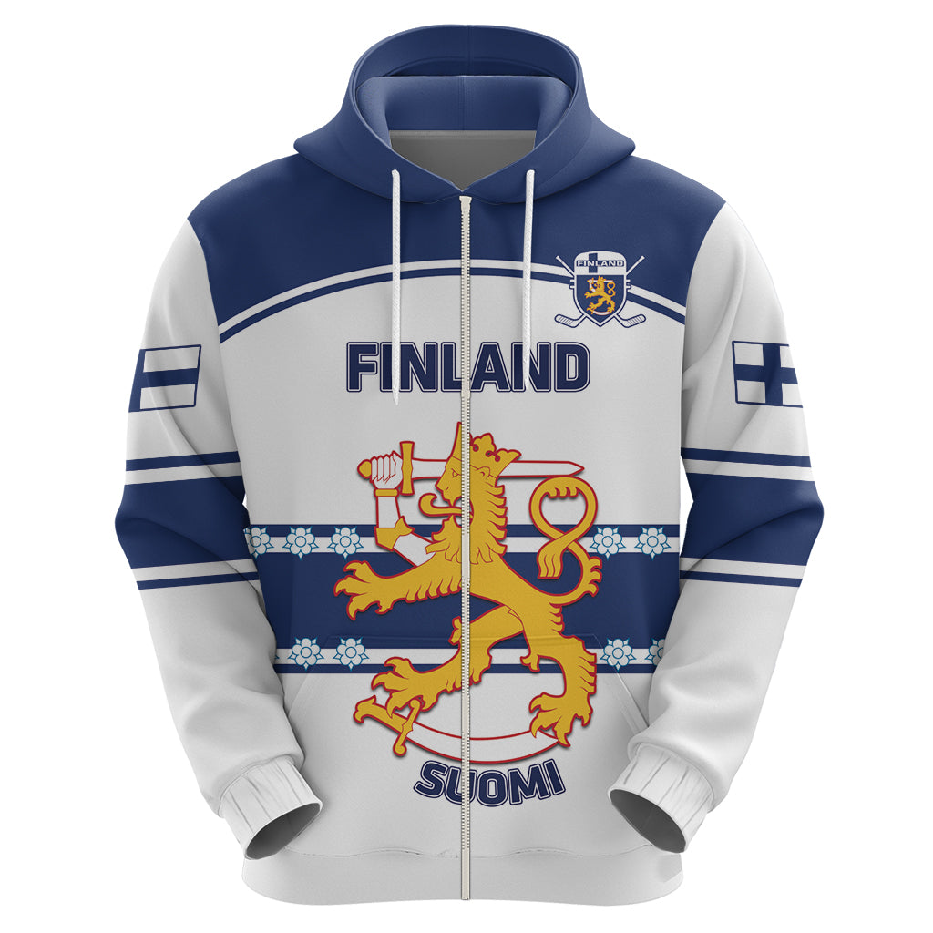 Custom Finland Hockey Zip Hoodie 2024 Go Suomi - Wonder Print Shop