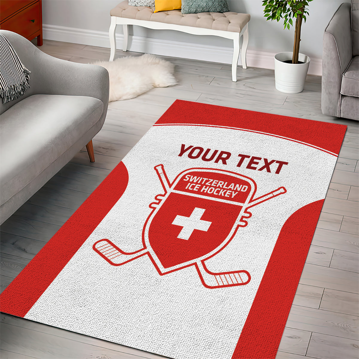 Custom Switzerland Hockey Area Rug 2024 Go La Nati - Wonder Print Shop