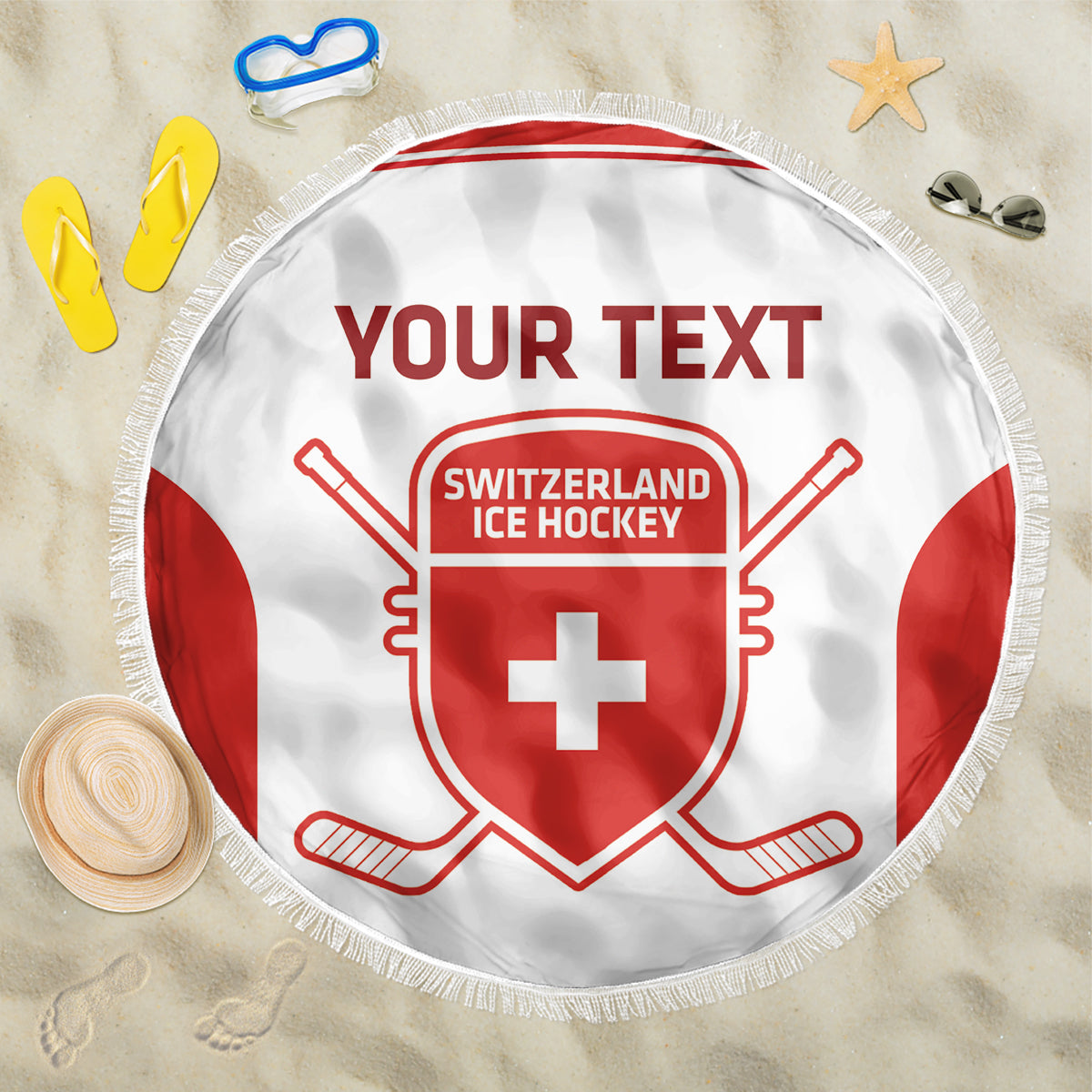 Custom Switzerland Hockey Beach Blanket 2024 Go La Nati - Wonder Print Shop