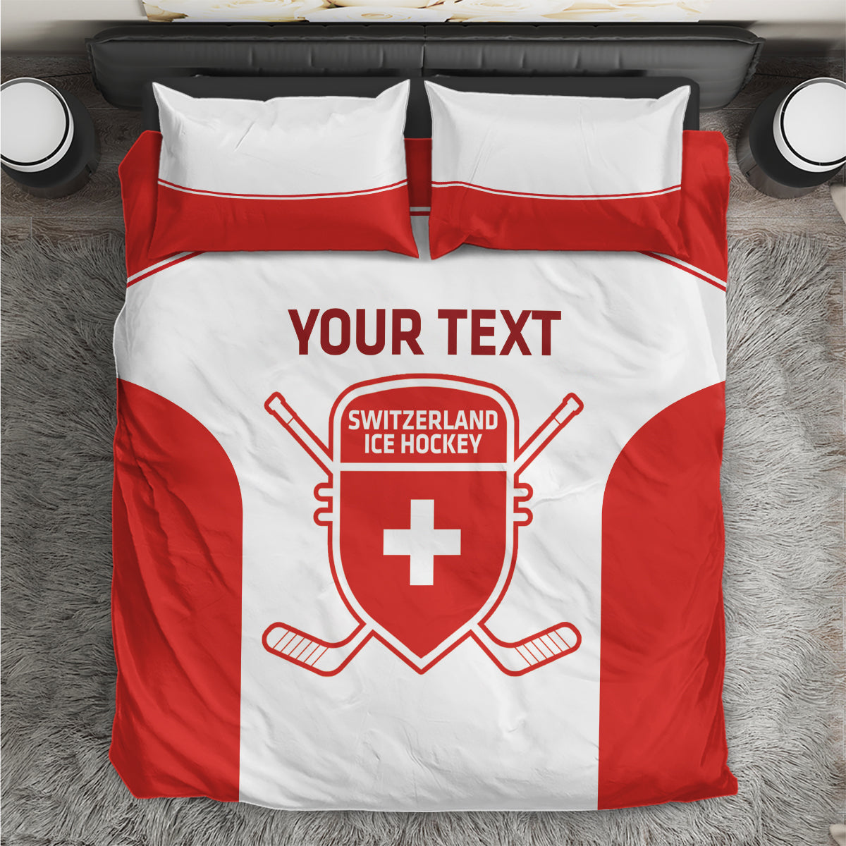 Custom Switzerland Hockey Bedding Set 2024 Go La Nati