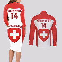 Custom Switzerland Hockey Couples Matching Long Sleeve Bodycon Dress and Long Sleeve Button Shirt 2024 Go La Nati - Wonder Print Shop
