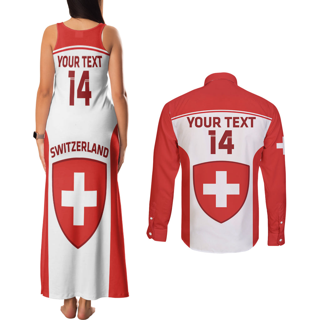 Custom Switzerland Hockey Couples Matching Tank Maxi Dress and Long Sleeve Button Shirt 2024 Go La Nati - Wonder Print Shop